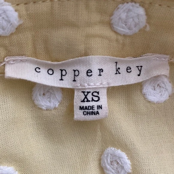 Copper Key Embroidered Dot Yellow Button Down Top Size XS - Picture 7 of 8